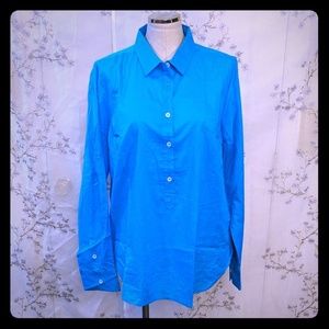 J. Crew silky cotton shirt aqua long sleeve 26